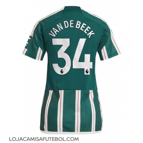 Camisa de Futebol Manchester United Donny van de Beek #34 Equipamento Secundário Mulheres 2023-24 Manga Curta